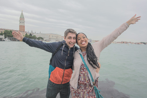 Engagement Photo of Andrew and Sigournee in Venice