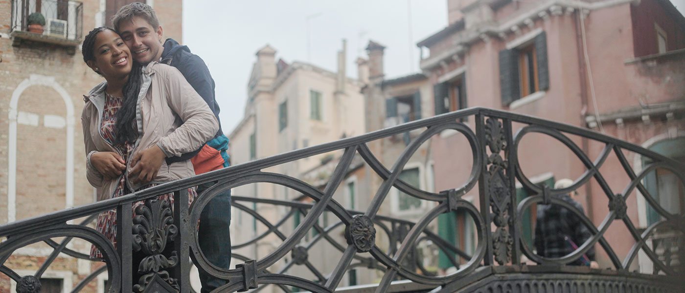 Engagement Photo of Andrew and Sigournee in Venice