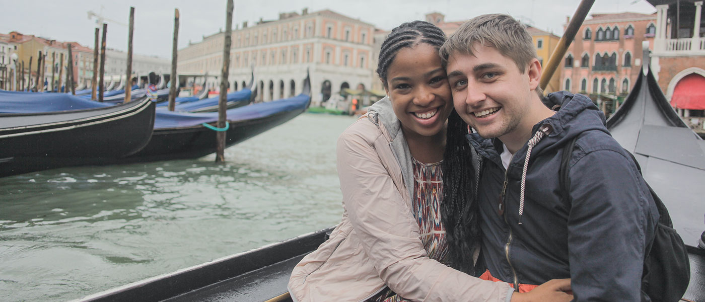 Engagement Photo of Andrew and Sigournee in Venice