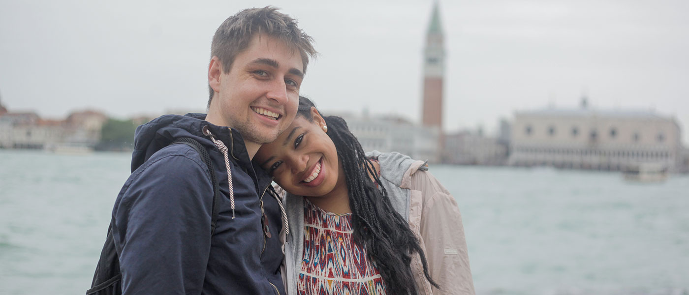 Engagement Photo of Andrew and Sigournee in Venice